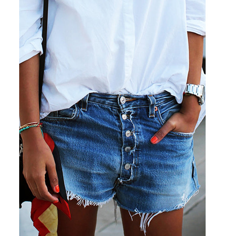 Women's High Waist Denim Shorts Loose Washed Jeans