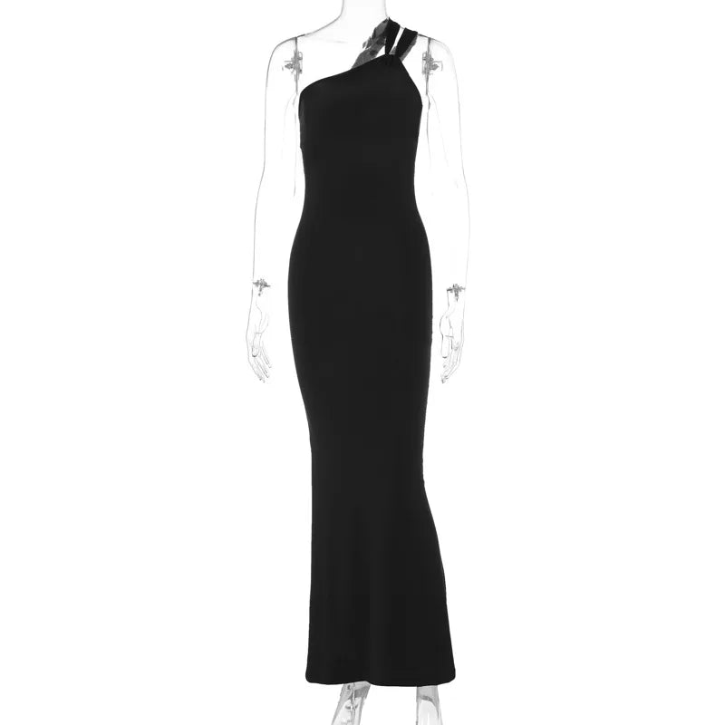 Women's Maxi Summer Autumn New Sexy Sleeveless Neckline Temperament Elegant Y2k Midi Dresses