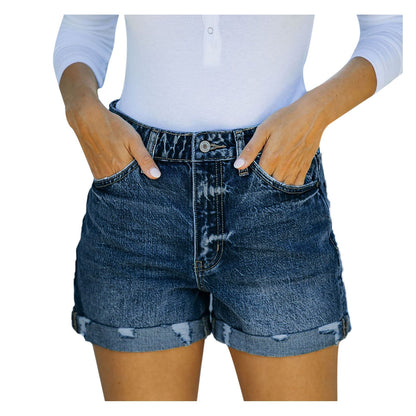 Body-Enhancing High Waist Denim Shorts