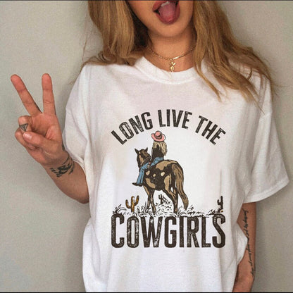 Women's T-shirt Western Cowboy Cartoon Letter Print Funny Cute Short