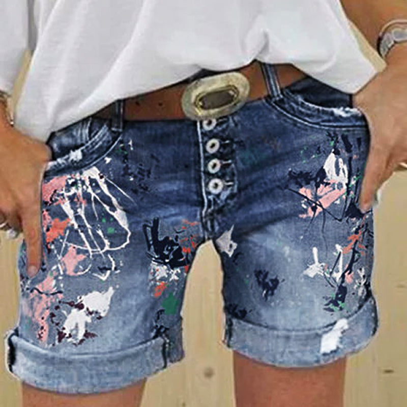 Women's High-Waisted Denim Shorts Loose Washed Pants Jeans