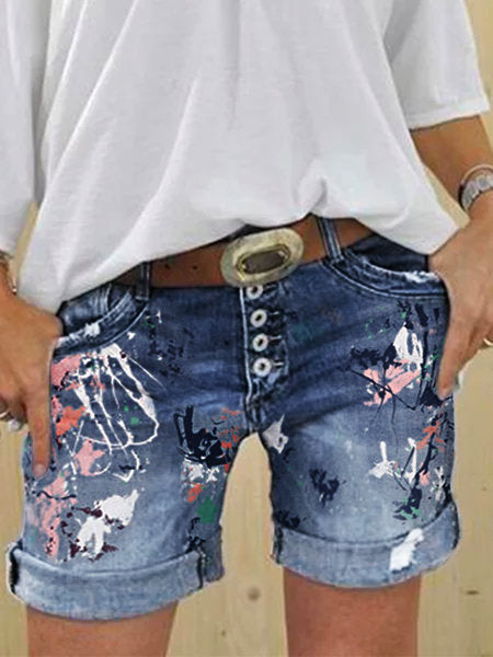 Women's High-Waisted Denim Shorts Loose Washed Pants Jeans