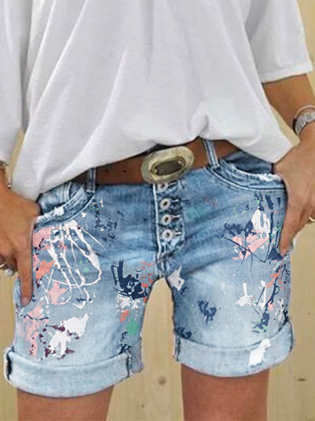 Women's High-Waisted Denim Shorts Loose Washed Pants Jeans