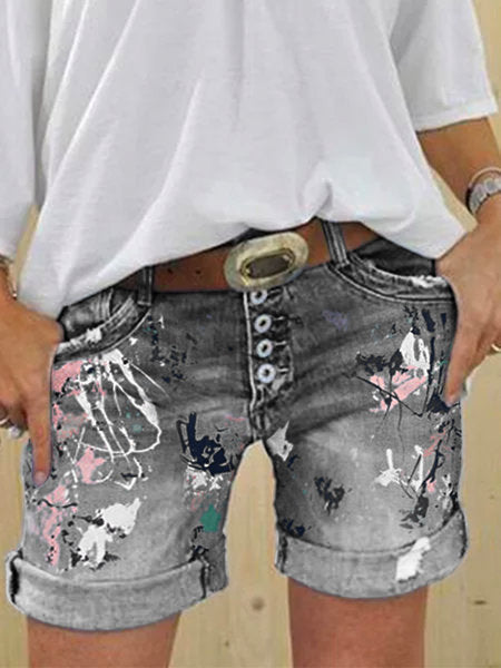 Women's High-Waisted Denim Shorts Loose Washed Pants Jeans