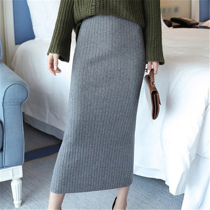 Elegant Office Woolen Pencil Skirt