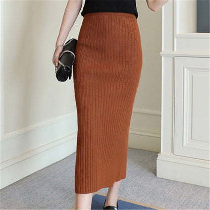 Elegant Office Woolen Pencil Skirt