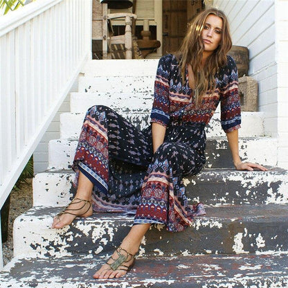 Bohemian Ethnic Patterns Sexy Maxi Dress