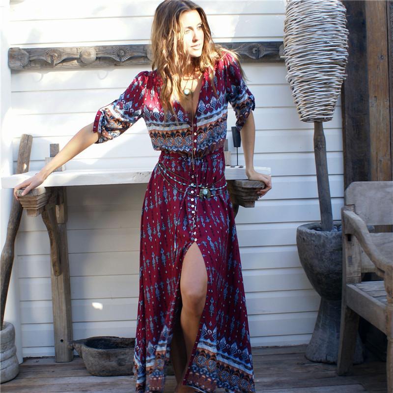 Bohemian Ethnic Patterns Sexy Maxi Dress