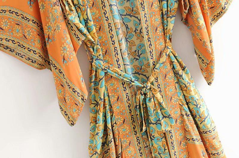 Bohemian Floral Kimono Dress