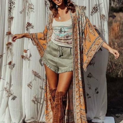 Bohemian Floral Kimono Dress