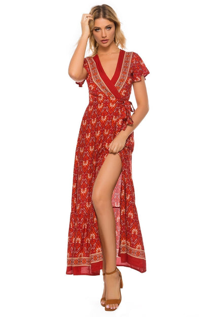 Boho Chic Summer Wrap Long Dress