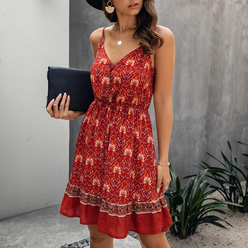 Elegant Button Bohemian Summer Dress