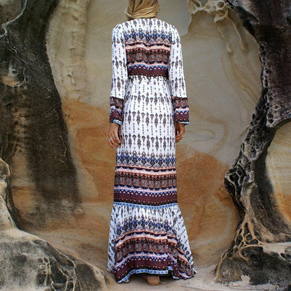 Ethnic Print Maxi Wrap Dress