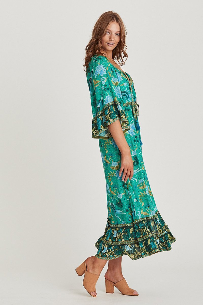 Flare Sleeve Bohemian Maxi Dress