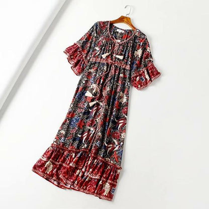 Flare Sleeve Bohemian Maxi Dress