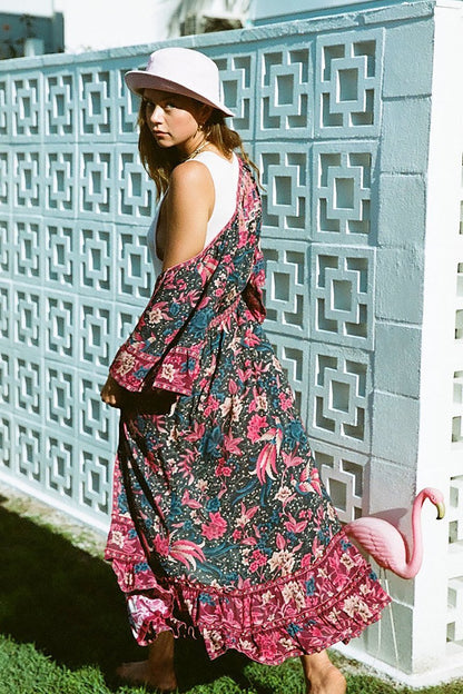 Flare Sleeve Bohemian Maxi Dress