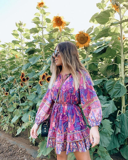 Gypsy Soul Purple Long Sleeve Mini Dress