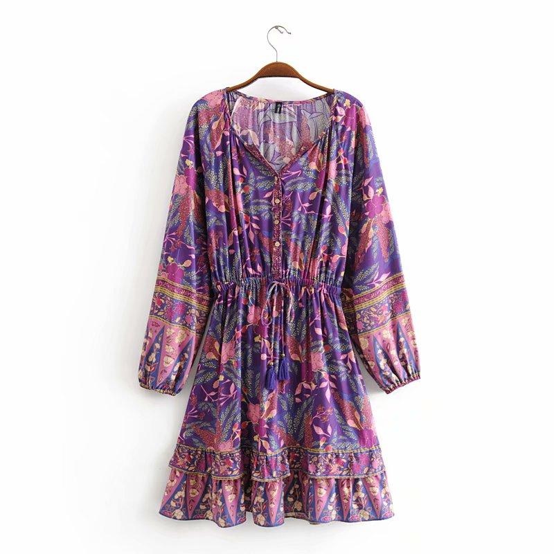 Gypsy Soul Purple Long Sleeve Mini Dress