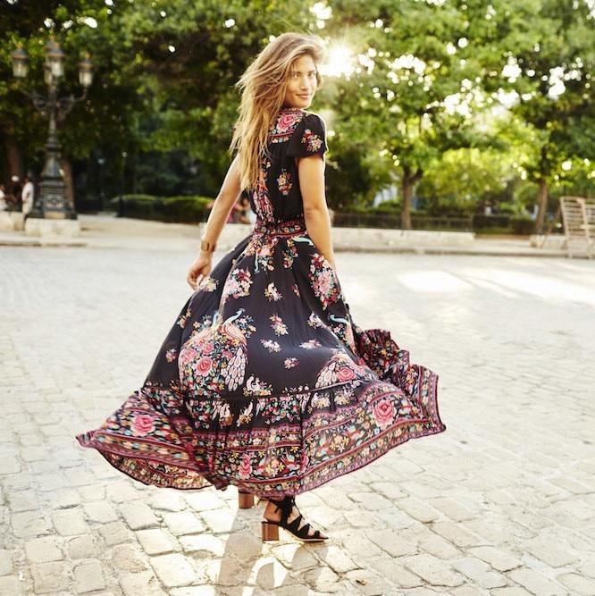 Gypsy Style Black Beach Maxi Dress