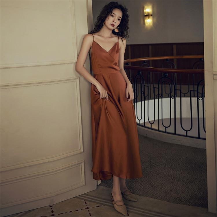 Sexy Satin Backless Vintage Dress