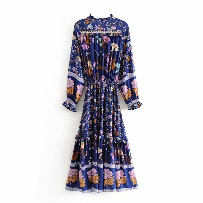 Flower Child Boho Long Sleeve Maxi Dress