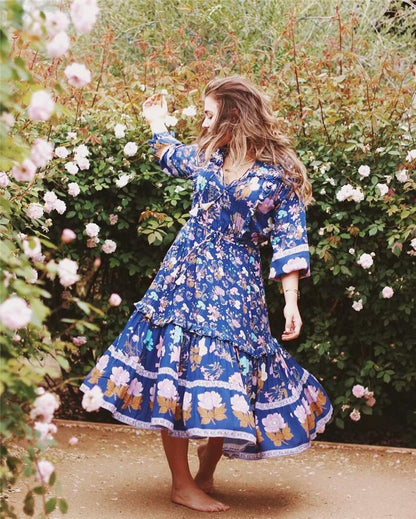 Flower Child Boho Long Sleeve Maxi Dress