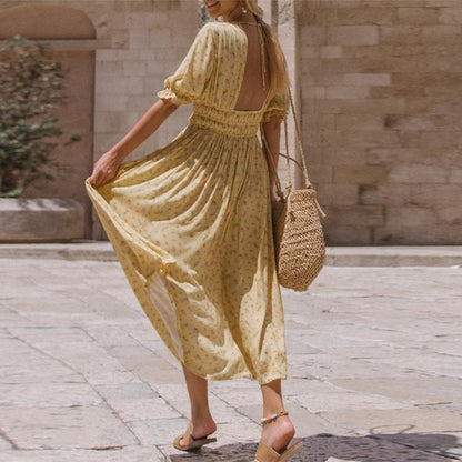 Free Soul Yellow Backless Maxi Dress