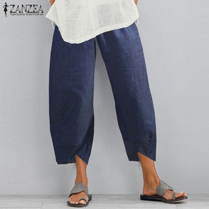 Vintage Women Cotton Linen Wide Leg Pants
