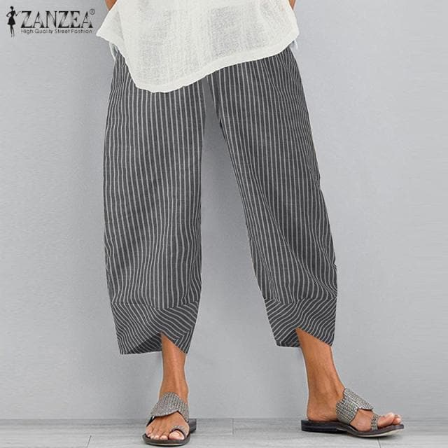 Vintage Women Cotton Linen Wide Leg Pants