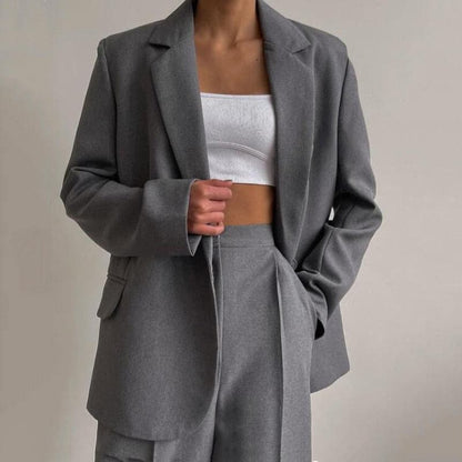 Women's Elegant Office Solid Blazer Pants Suit