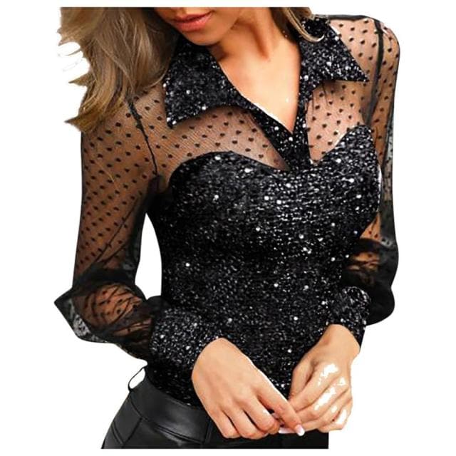 Womens Tops And Blouses Womens Embroidery V Neck Arm Shaper Top Sheer Mesh Yoke Casual Blouse Shirt Women Tops