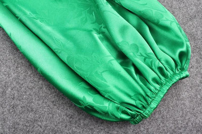Sexy Lantern Sleeve Green Mini Dress