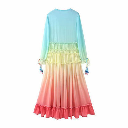 Summer Rainbow High Low Maxi Dress