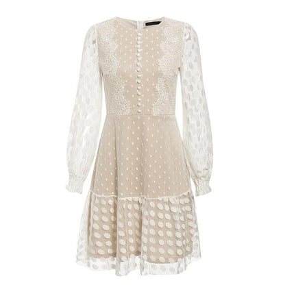 2024Vintage Long Sleeve Mesh Lace Dress