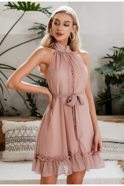 Vintage Ruffle Sexy Sleeveless Dress