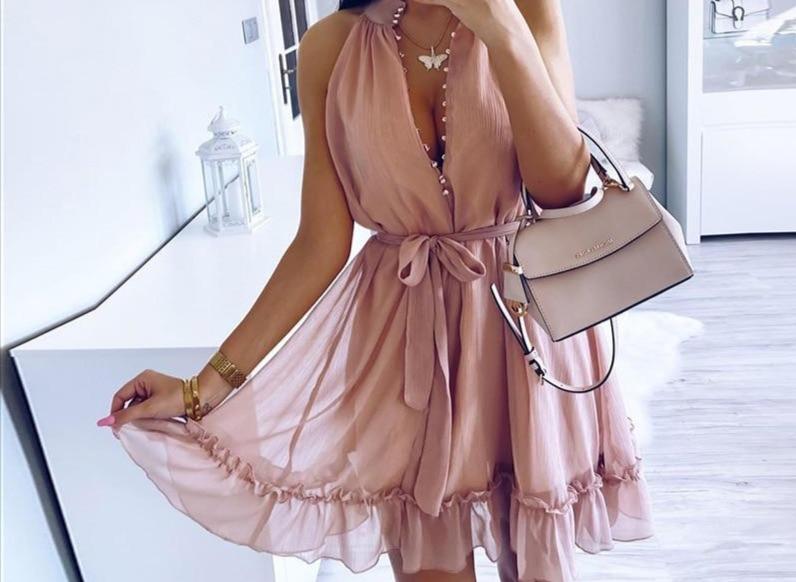 Vintage Ruffle Sexy Sleeveless Dress