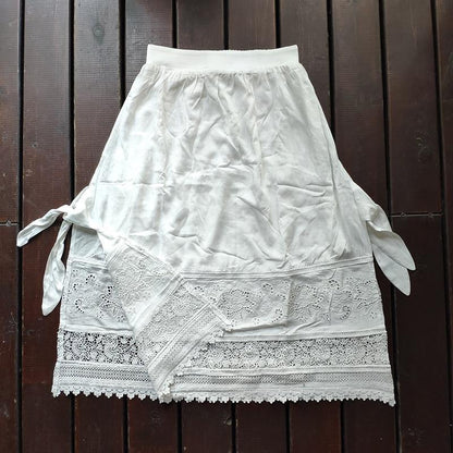 White Floral Embroidery Split Side 2pcs Summer Dress